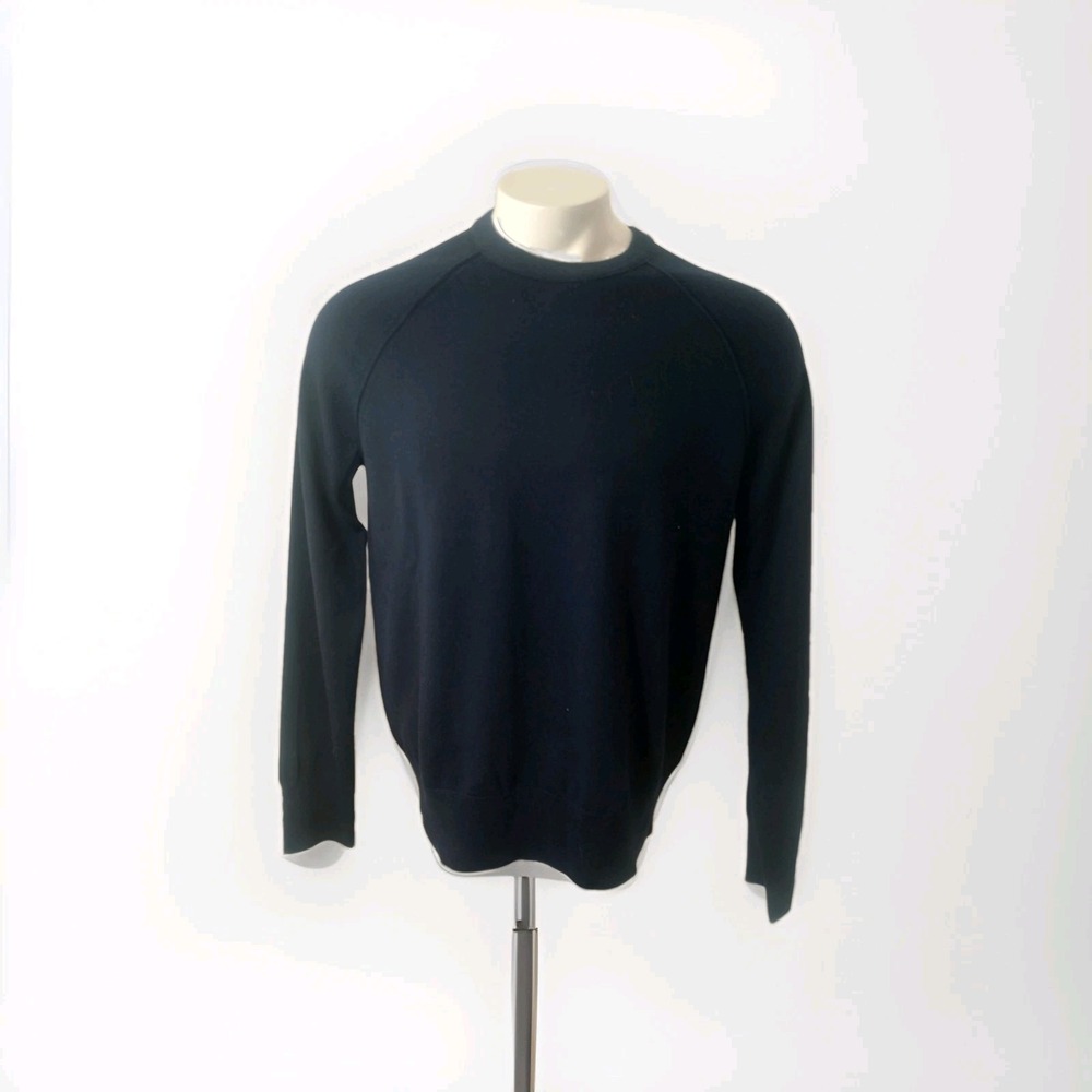 Banana Republic Sweater Mens L Blue 100% Merino Wool Crew Neck Raglan